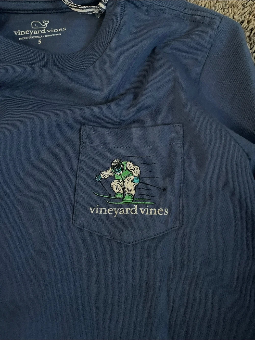 Vineyard Vines YETI Navy Long-Sleeve Tee with Skier! New. Size 5!